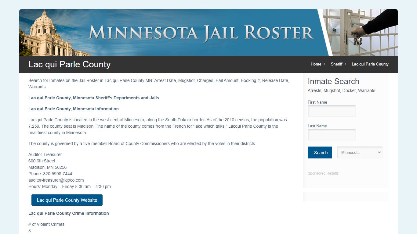 Lac qui Parle County | Jail Roster Search
